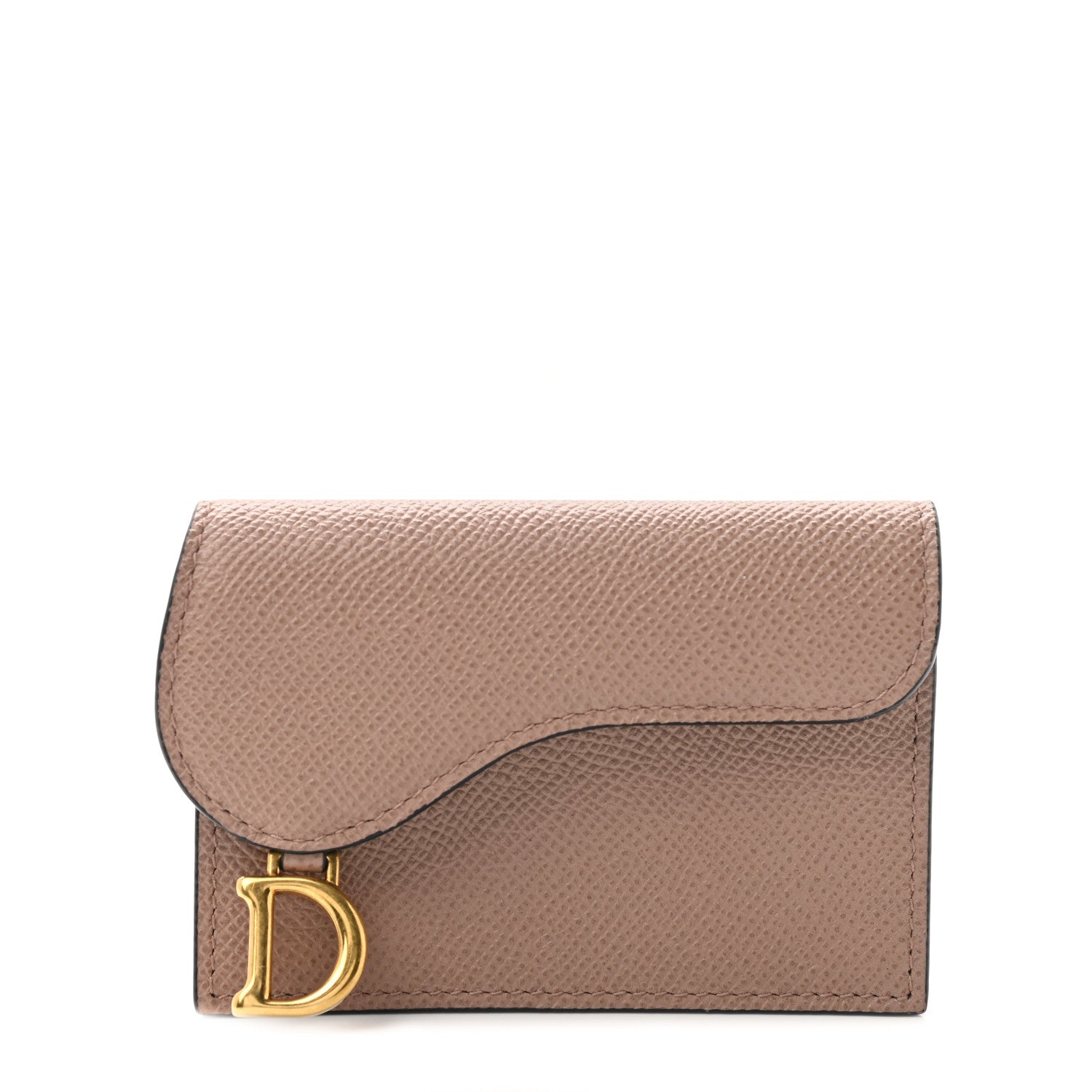Christian Dior Grained Calfskin Saddle Card Holder Blush 1 of 9