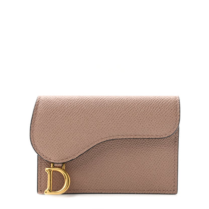 Christian Dior Grained Calfskin Saddle Card Holder Blush 1 of 9