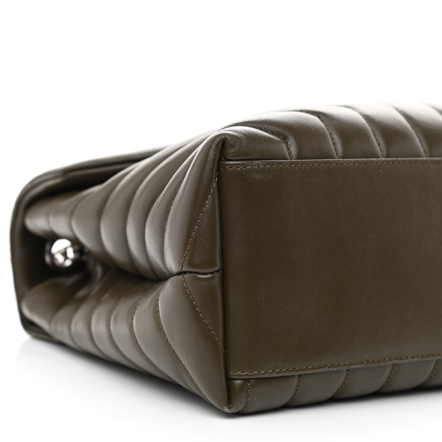 Calfskin Y Quilted Monogram Medium Loulou Chain Satchel Military Olive