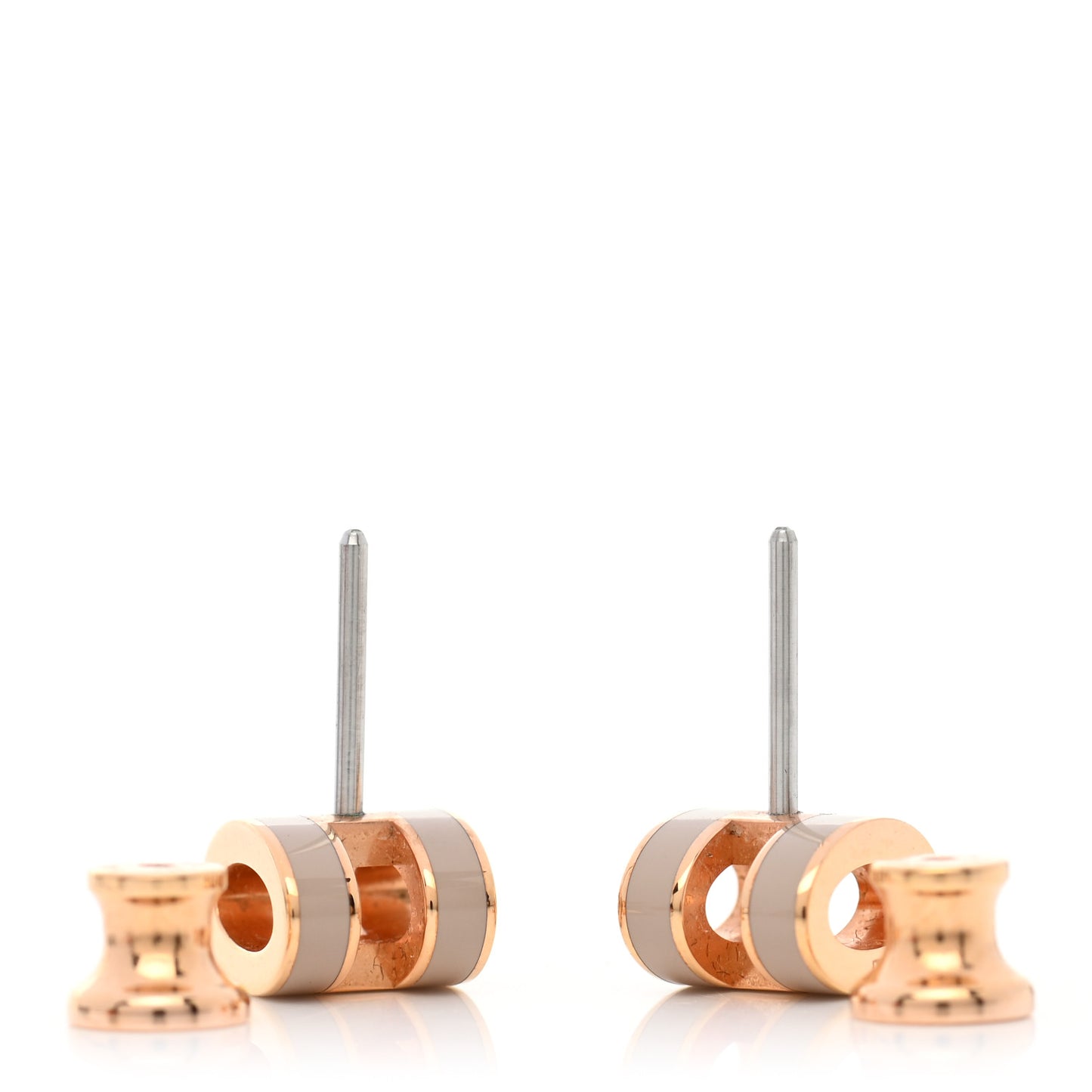 Rose Gold Lacquered Mini Pop H Earrings Marron Glace
