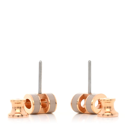 Hermes Rose Gold Lacquered Mini Pop H Earrings Marron Glace 3 of 6
