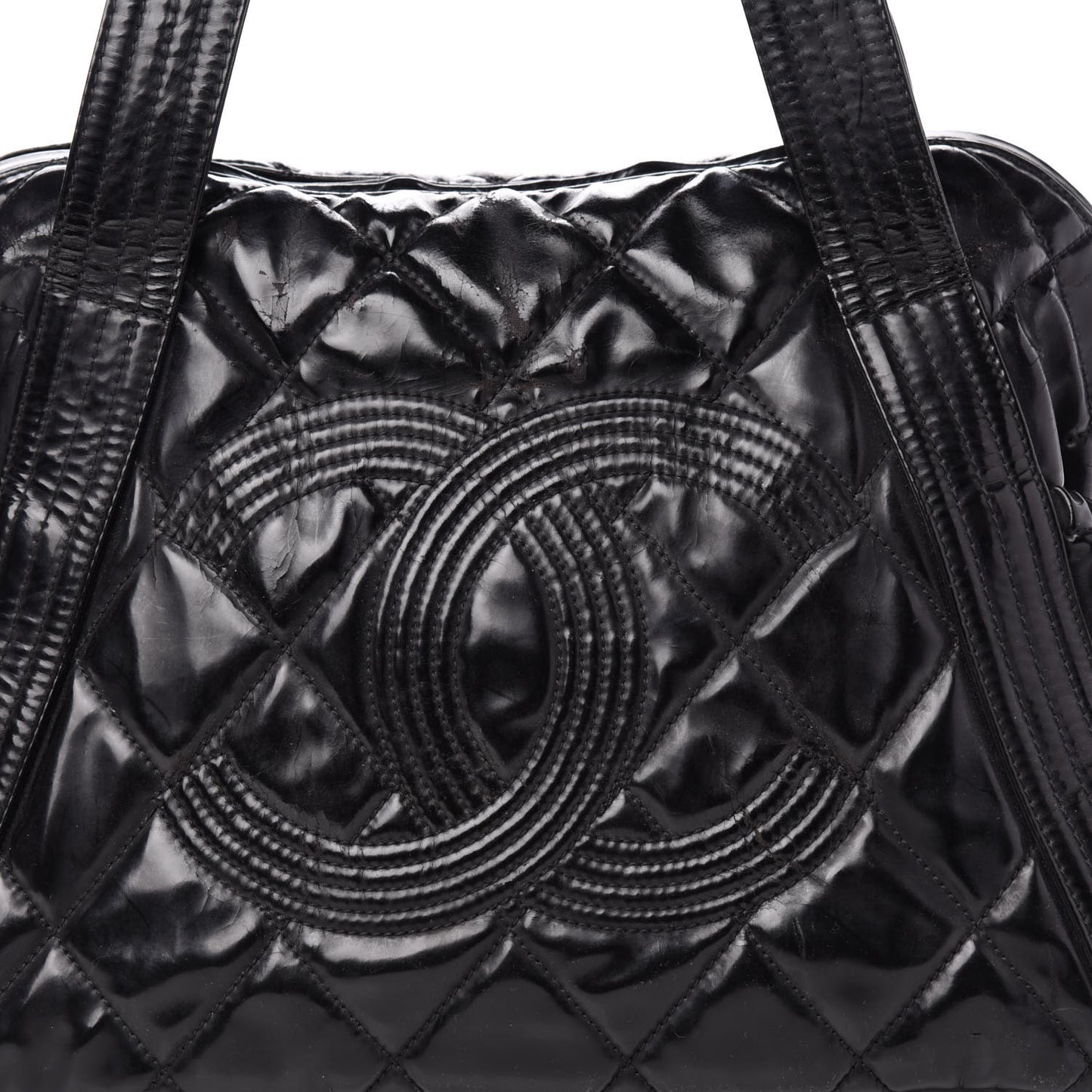 Vinyl Quilted CC Large Tote Black