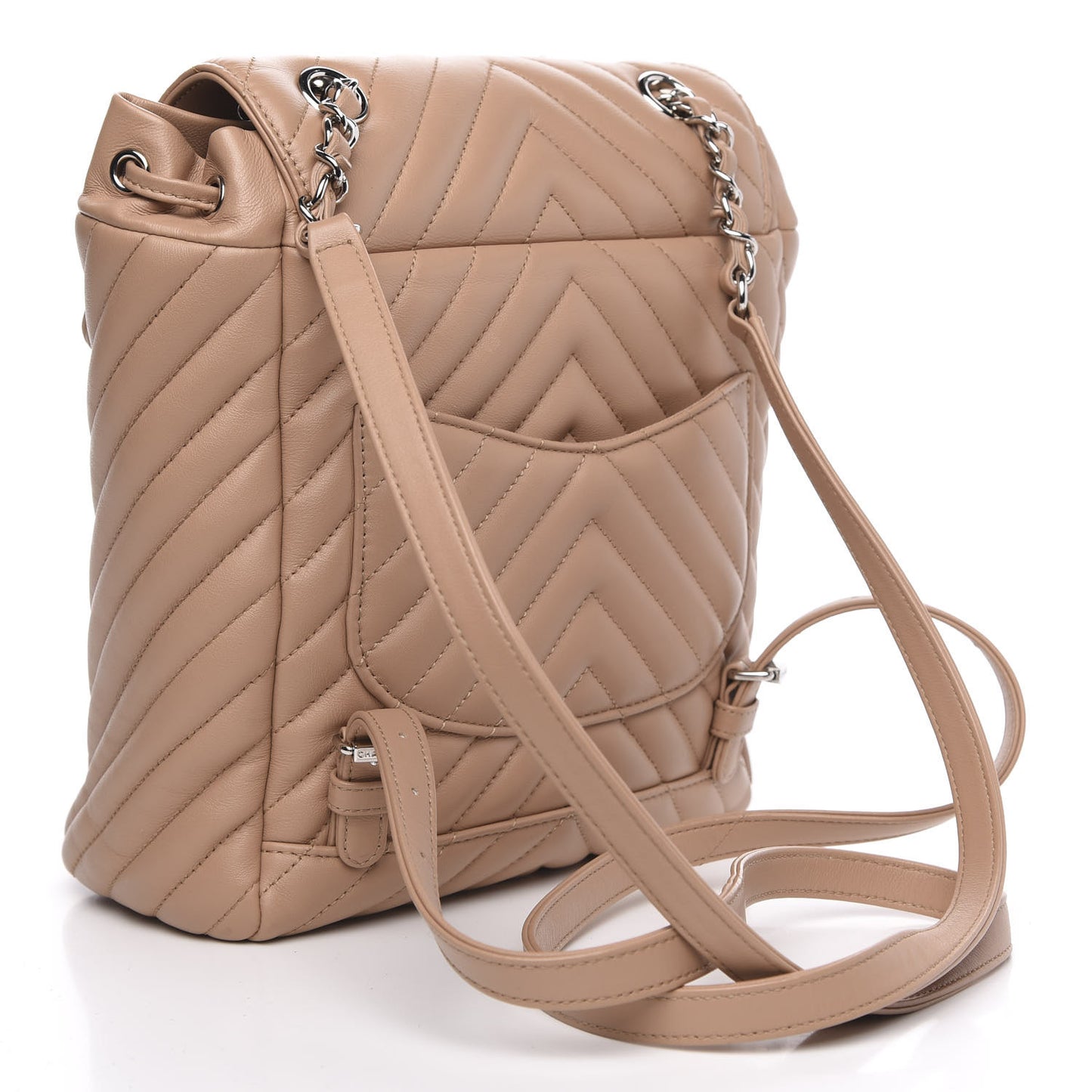 Calfskin Chevron Quilted Small Urban Spirit Backpack Beige
