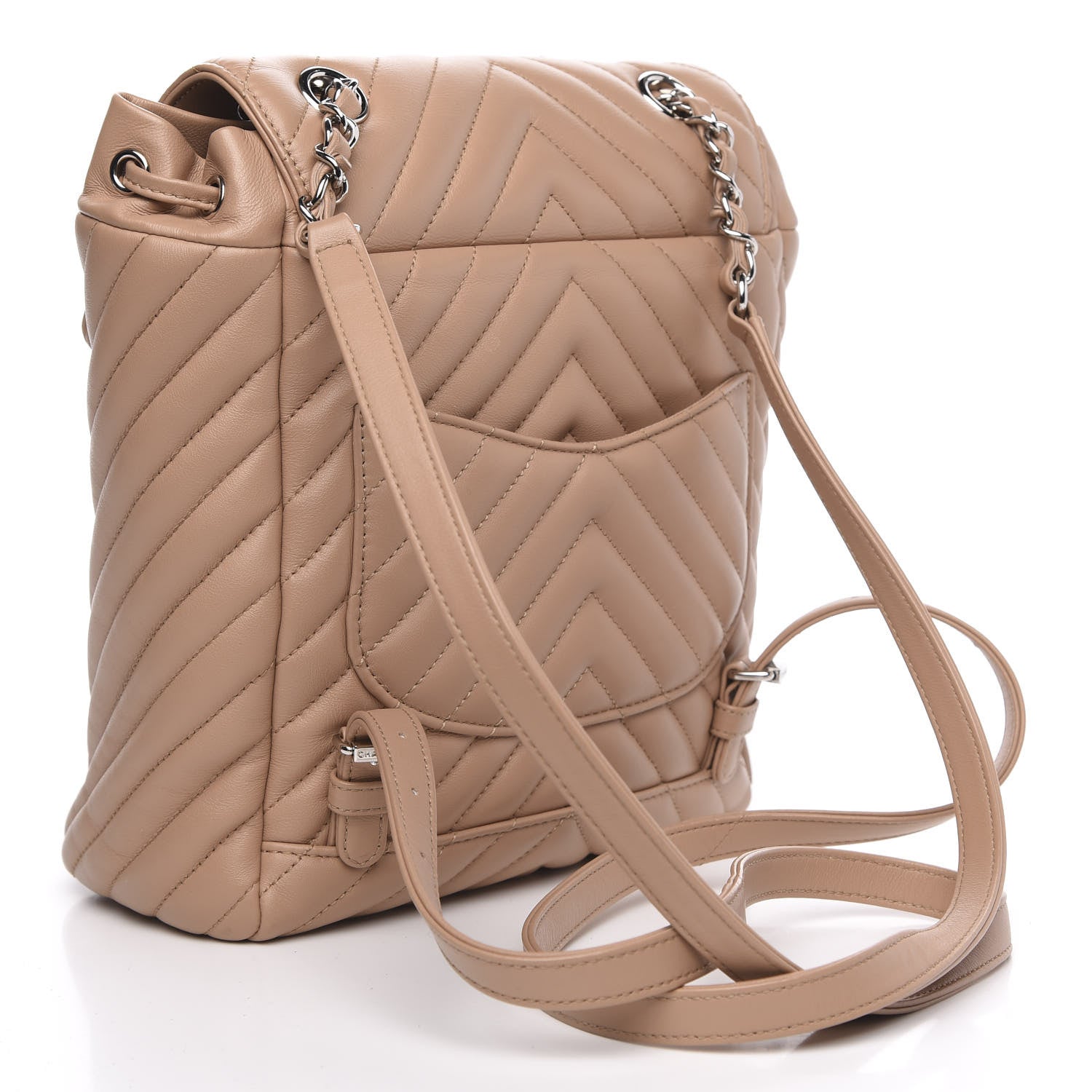 Chanel Calfskin Chevron Quilted Small Urban Spirit Backpack Beige 2 of 12