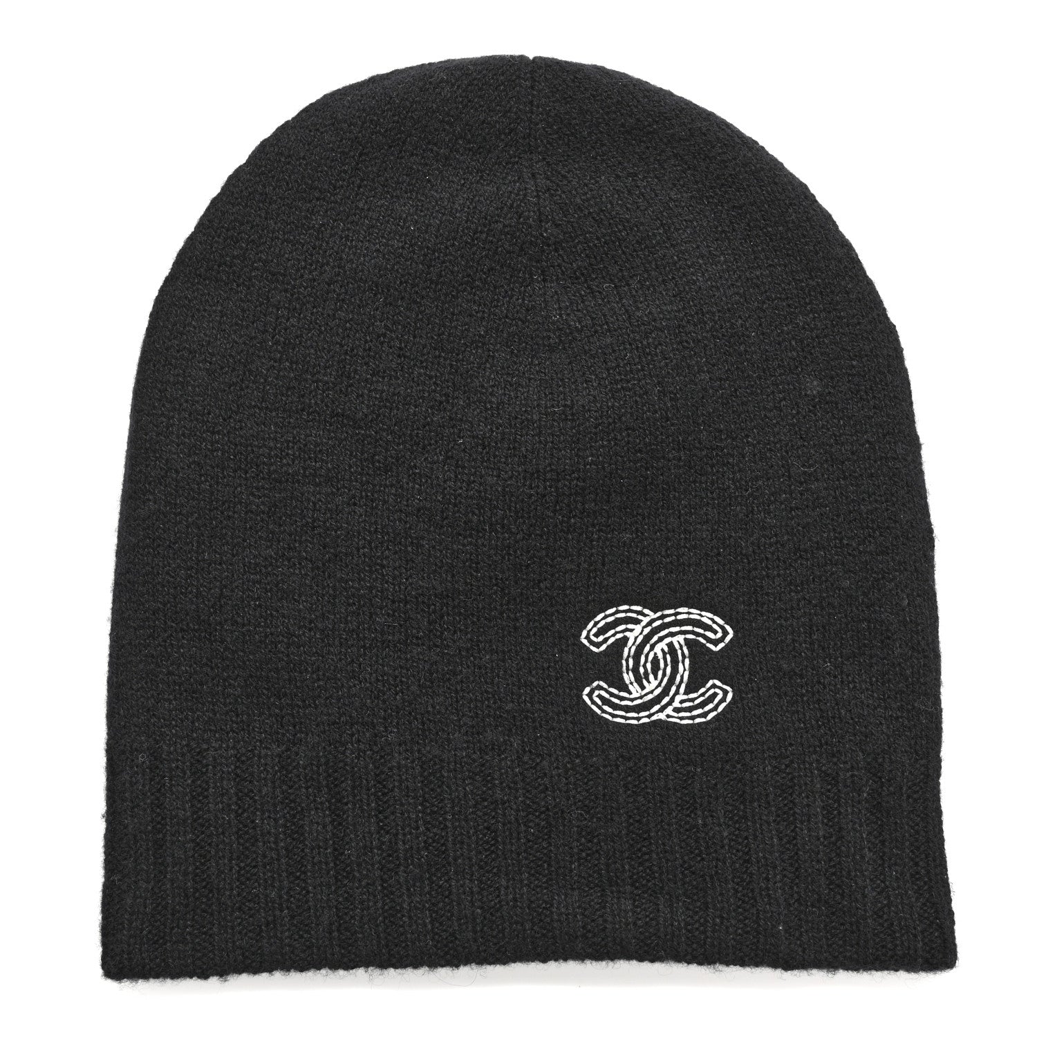 Chanel Cashmere CC Beanie Hat Black 1 of 6