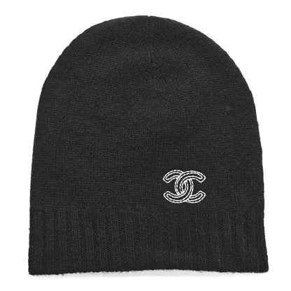 Chanel Cashmere CC Beanie Hat Black 1 of 6