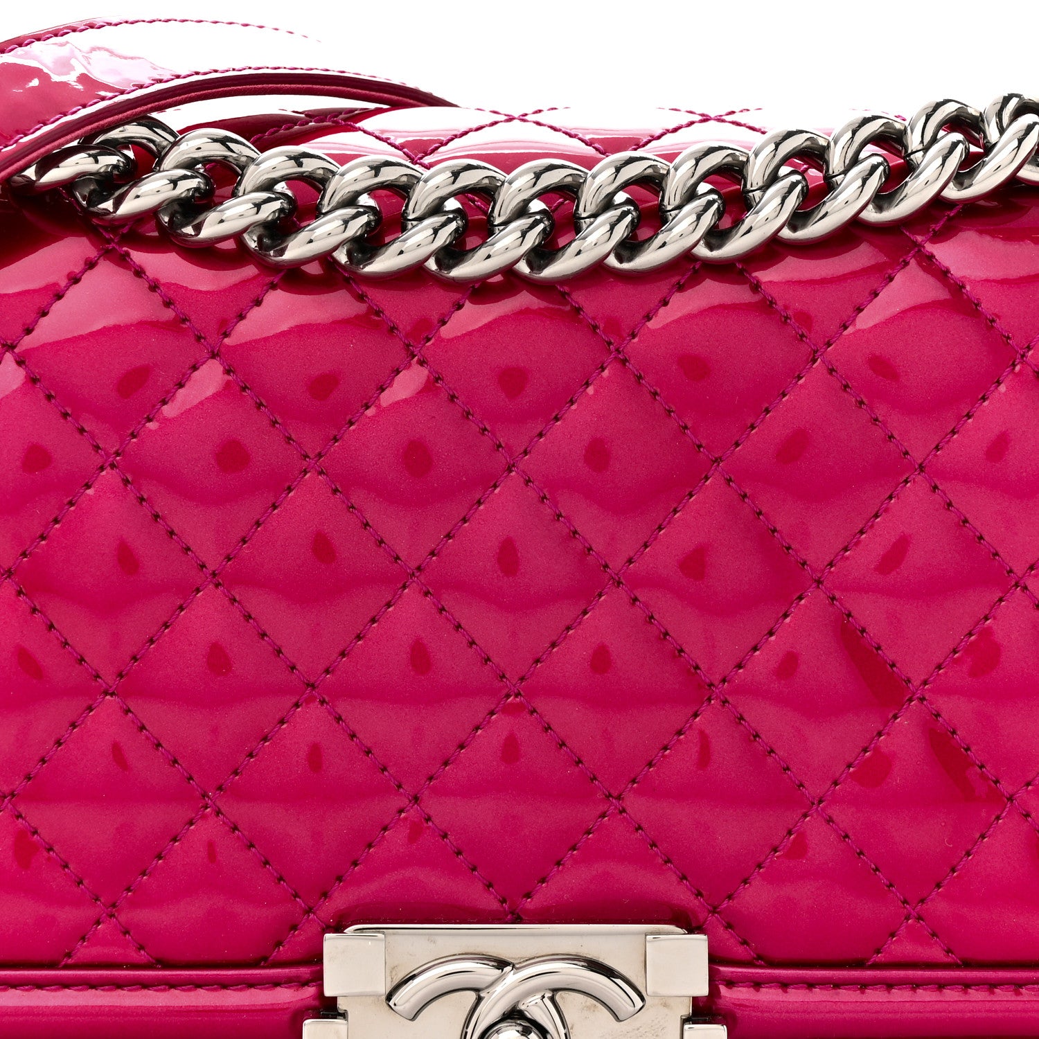 Chanel Metallic Patent Calfskin Quilted Medium Boy Flap Pink 8 of 11