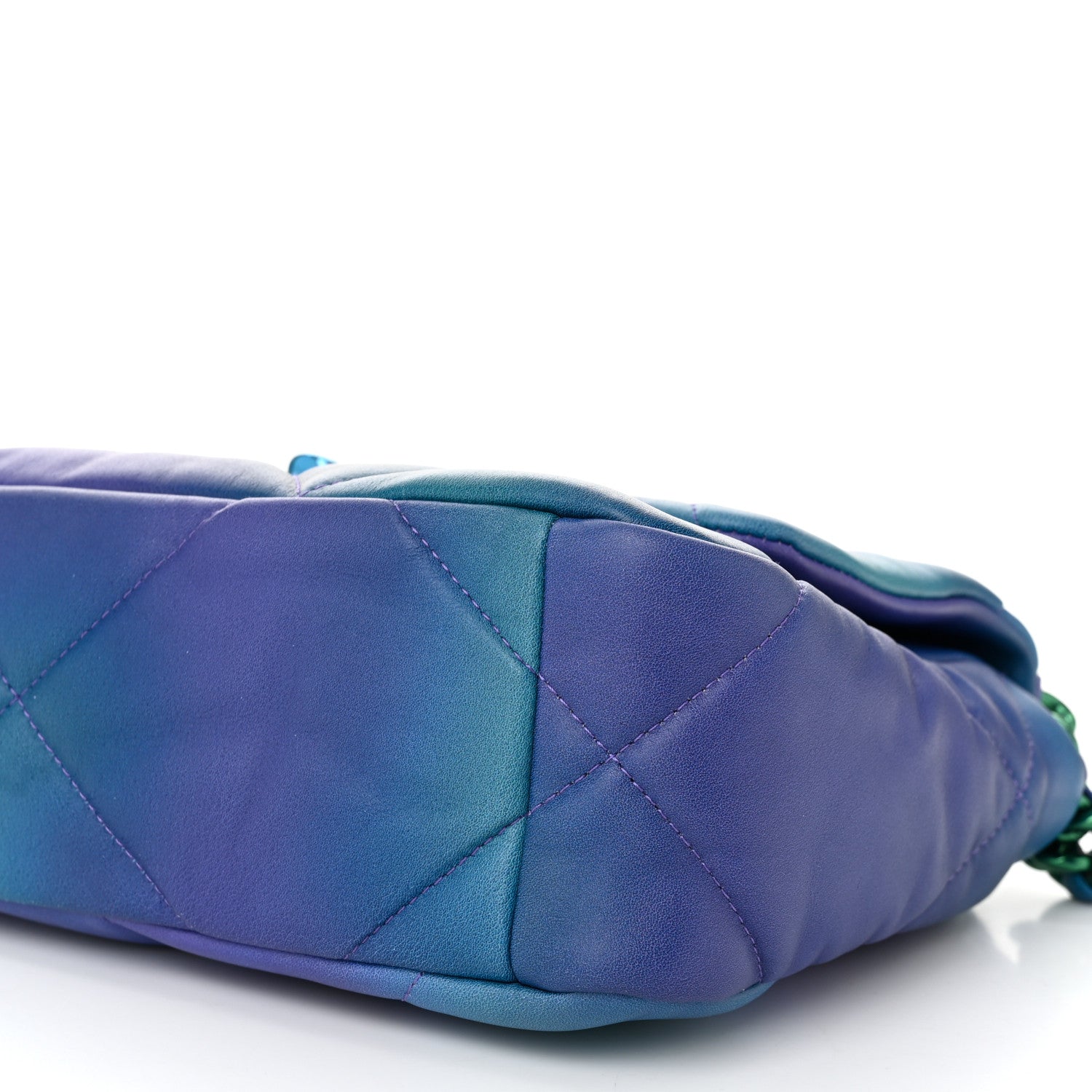 Chanel Tie Dye Calfskin Quilted Medium Chanel 19 Flap Blue Purple 10 of 10