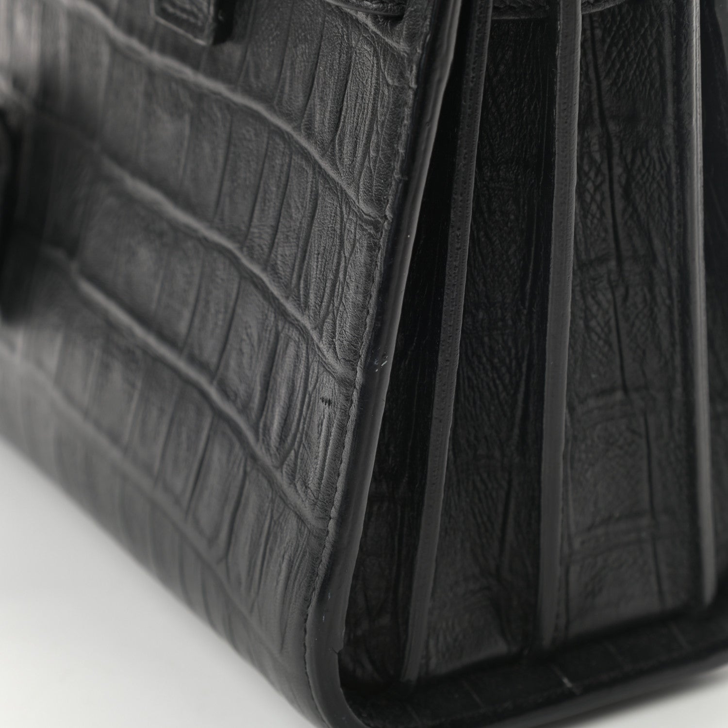 Saint Laurent Calfskin Crocodile Embossed Nano Sac De Jour Black 12 of 15