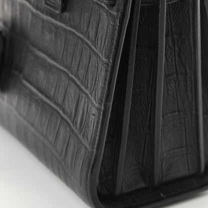 Saint Laurent Calfskin Crocodile Embossed Nano Sac De Jour Black 12 of 15
