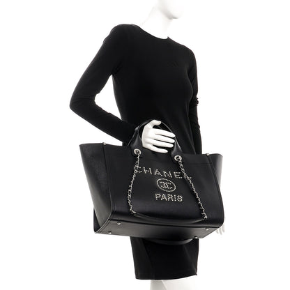 Chanel Caviar Medium Studded Deauville Tote Black 2 of 9