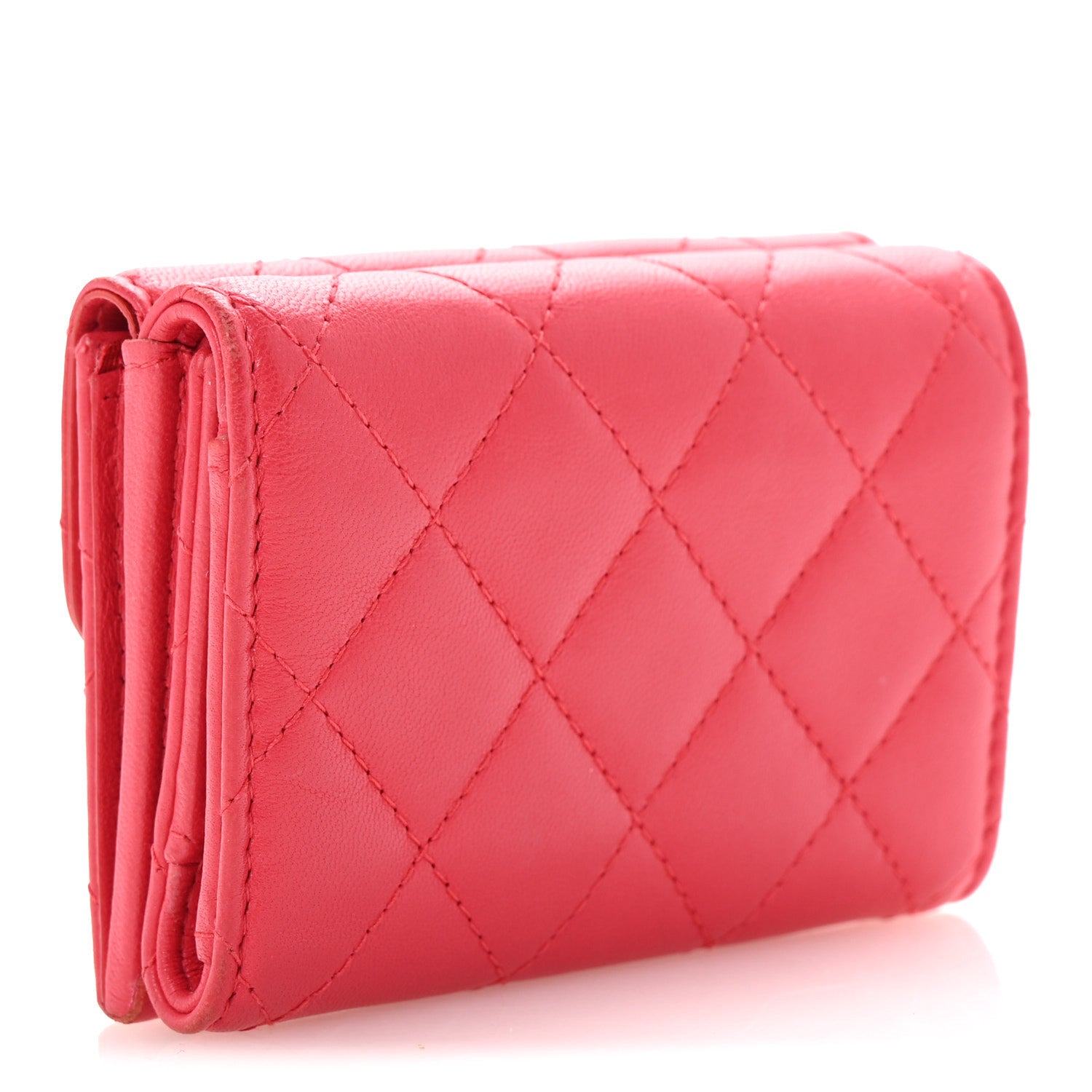 Chanel Lambskin Quilted Double Flap Wallet  Dark Pink 3 of 8