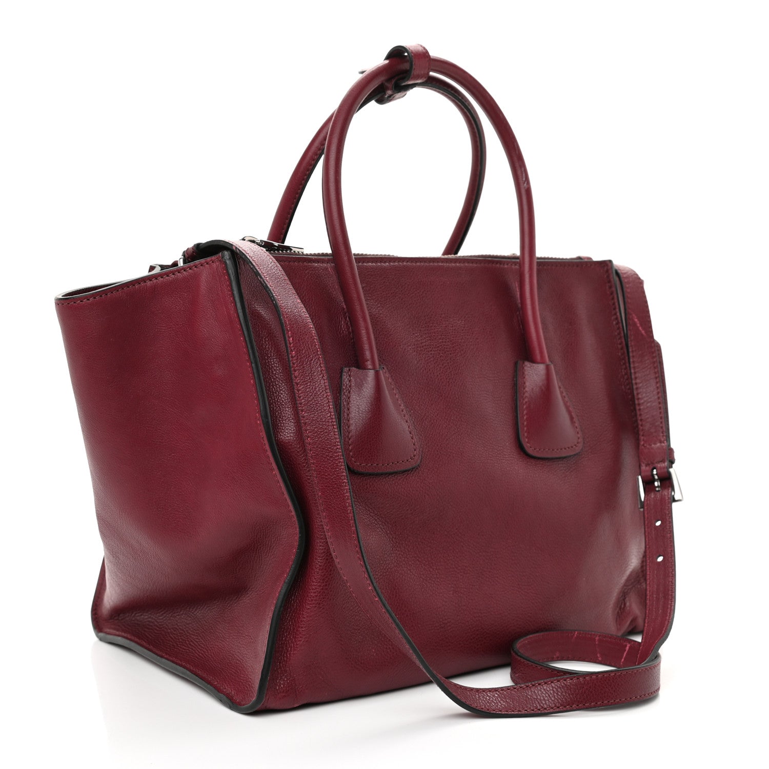Prada Glace Calf Twin Pocket Tote Ametista 3 of 12