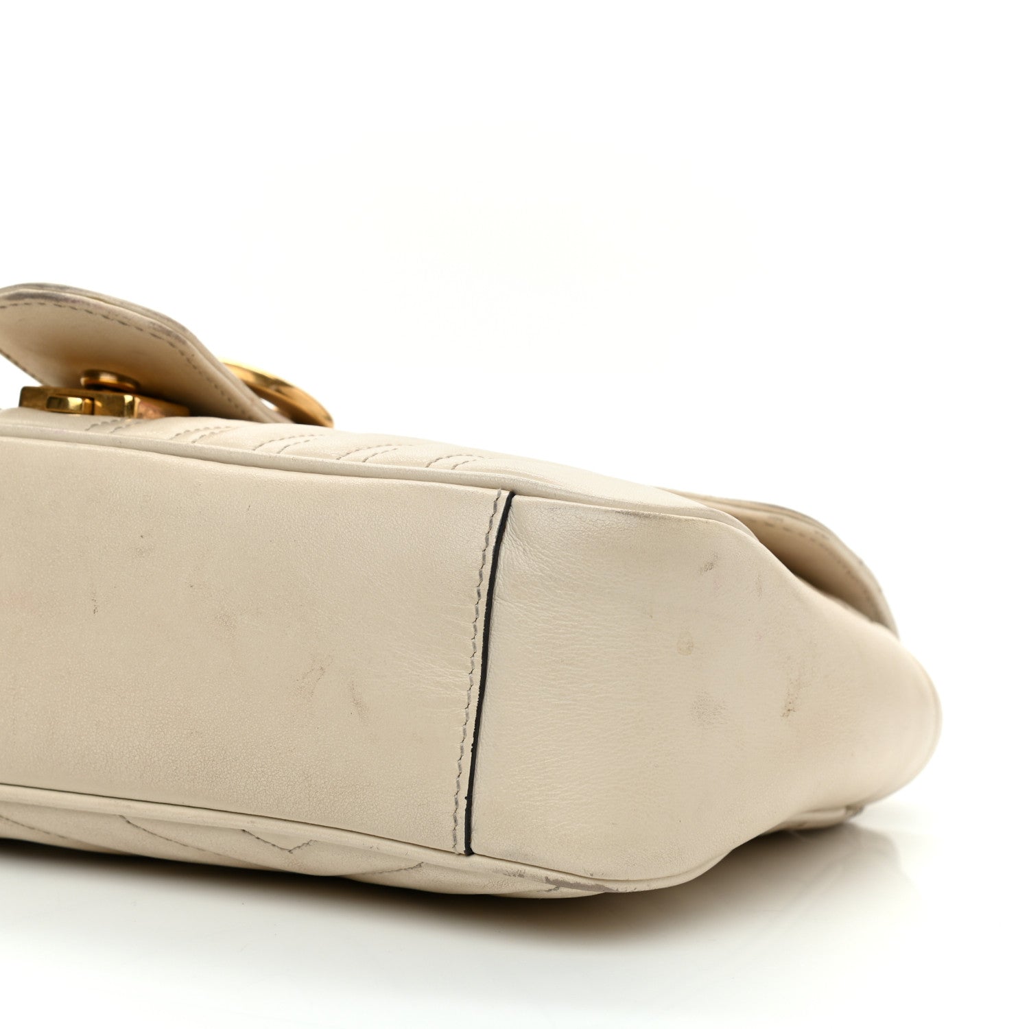 Gucci Calfskin Matelasse Small GG Marmont Shoulder Bag White 9 of 13
