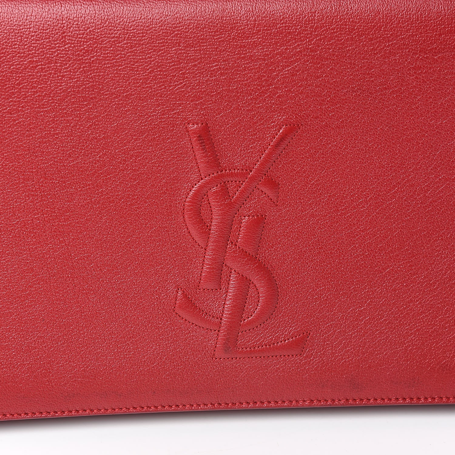 Saint Laurent Calfskin Monogram Large Belle De Jour Clutch Red 11 of 14
