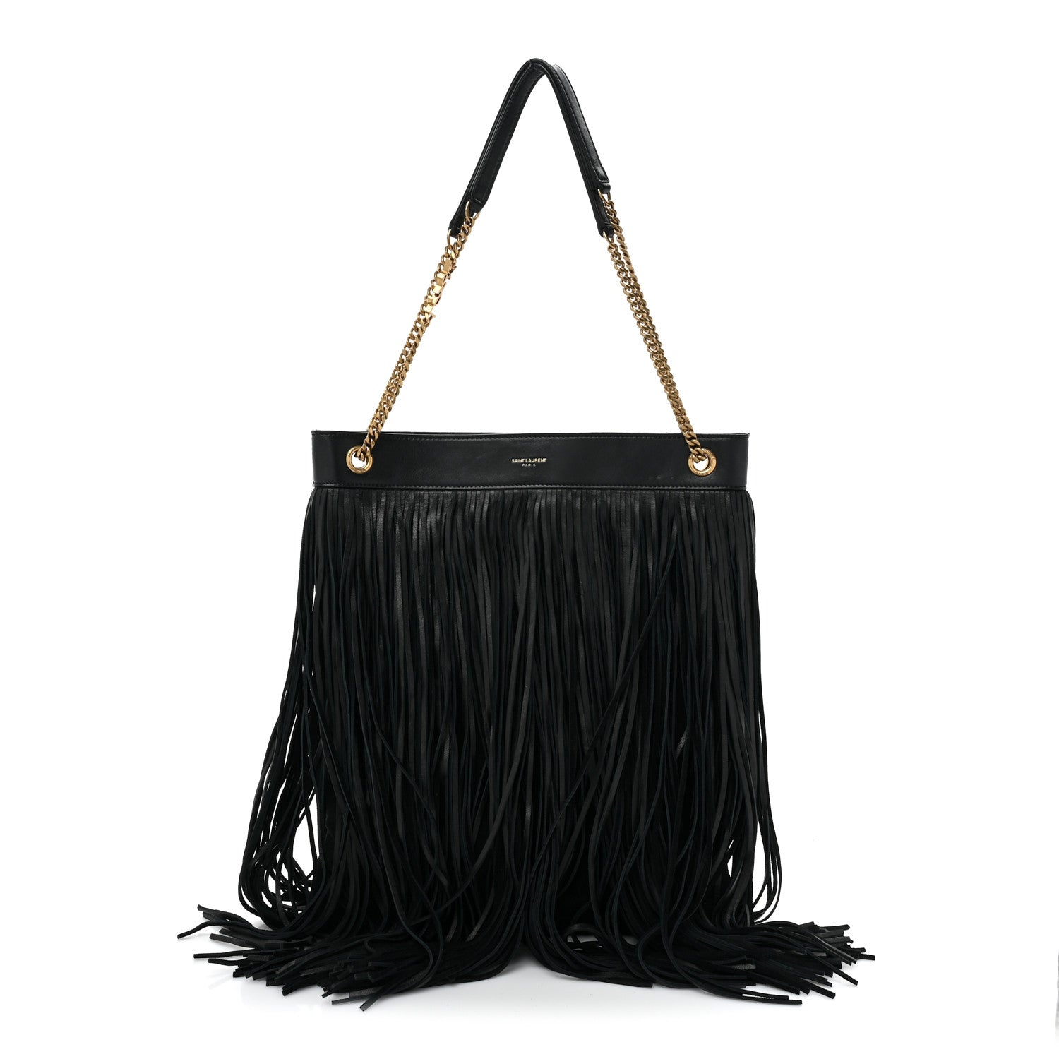 Saint Laurent Suede Calfskin Large Grace Fringed Hobo Bag Rope Black 1 of 9
