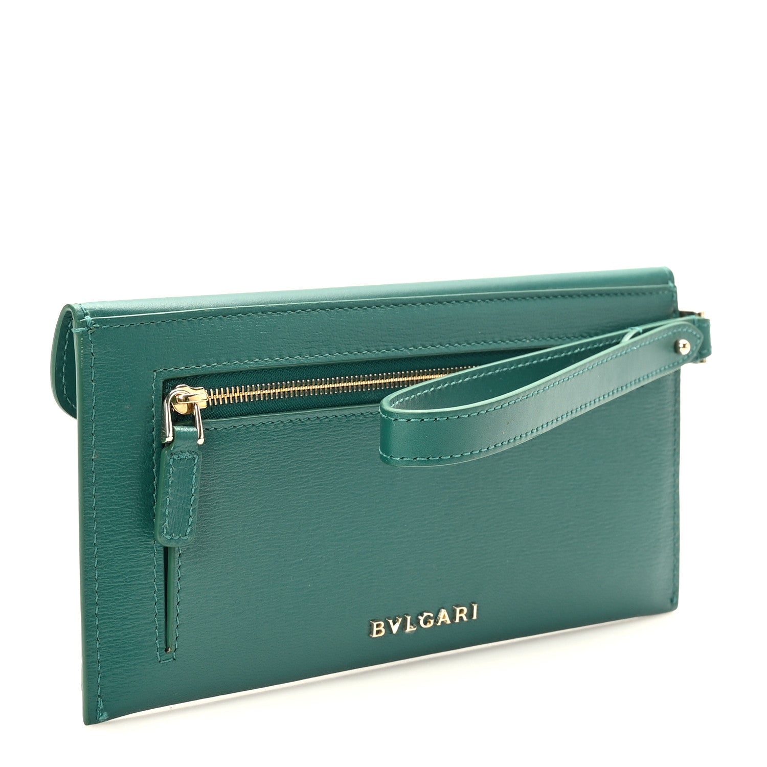 Bulgari Calfskin Serpenti Forever Wristlet Wallet Emerald Green 3 of 8