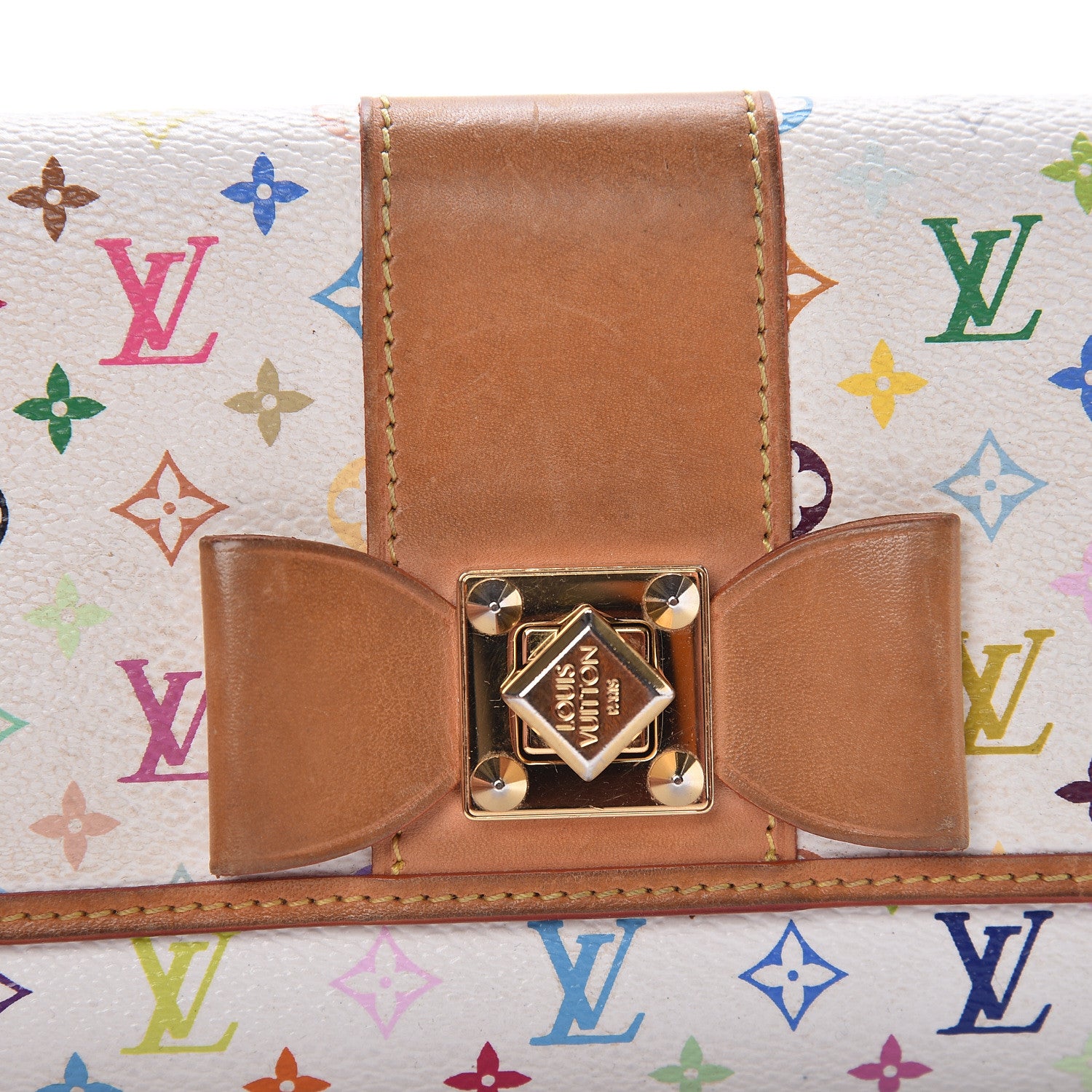 Louis Vuitton Monogram Multicolor Sarah Noeud Wallet White Litchi 8 of 15