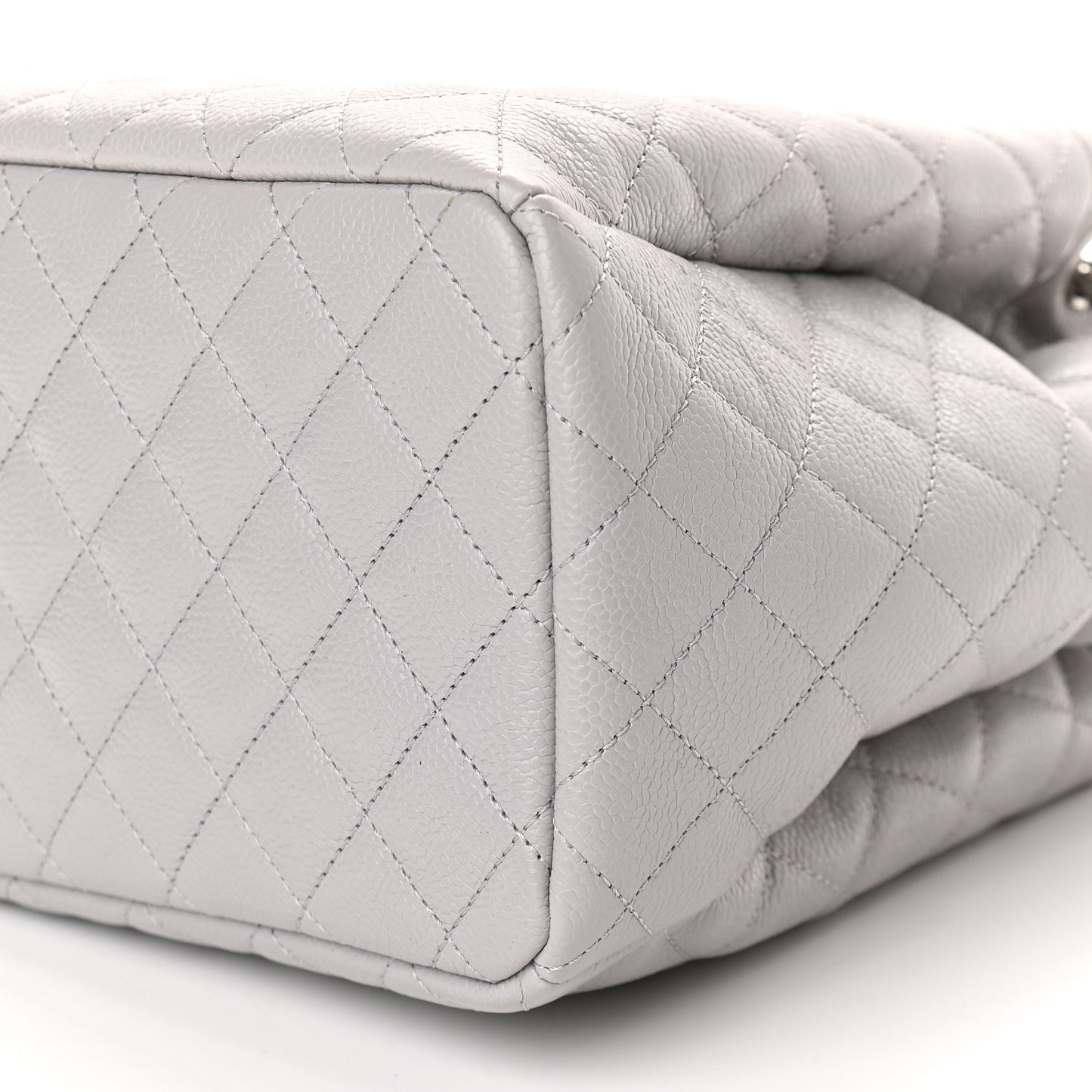 Caviar Quilted Small Chain Bucket Bag Light Gray