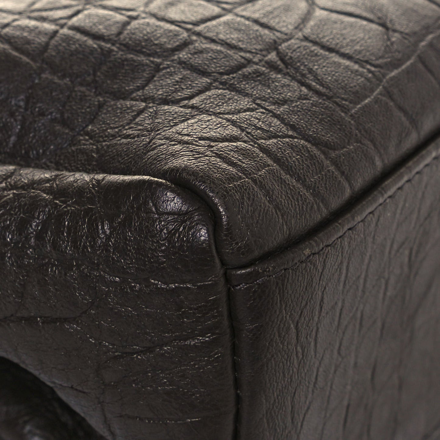 Calfskin Crocodile Embossed Medium West Hollywood Monogram Fold-Over Grey