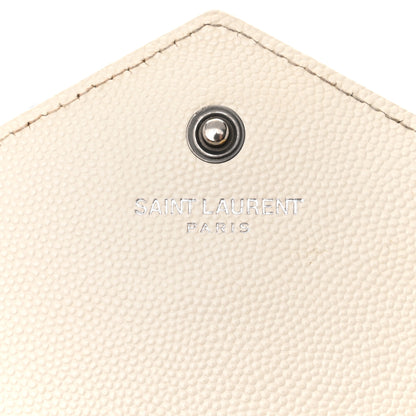Saint Laurent Grain De Poudre Matelasse Monogram Chain Wallet White Black 7 of 17