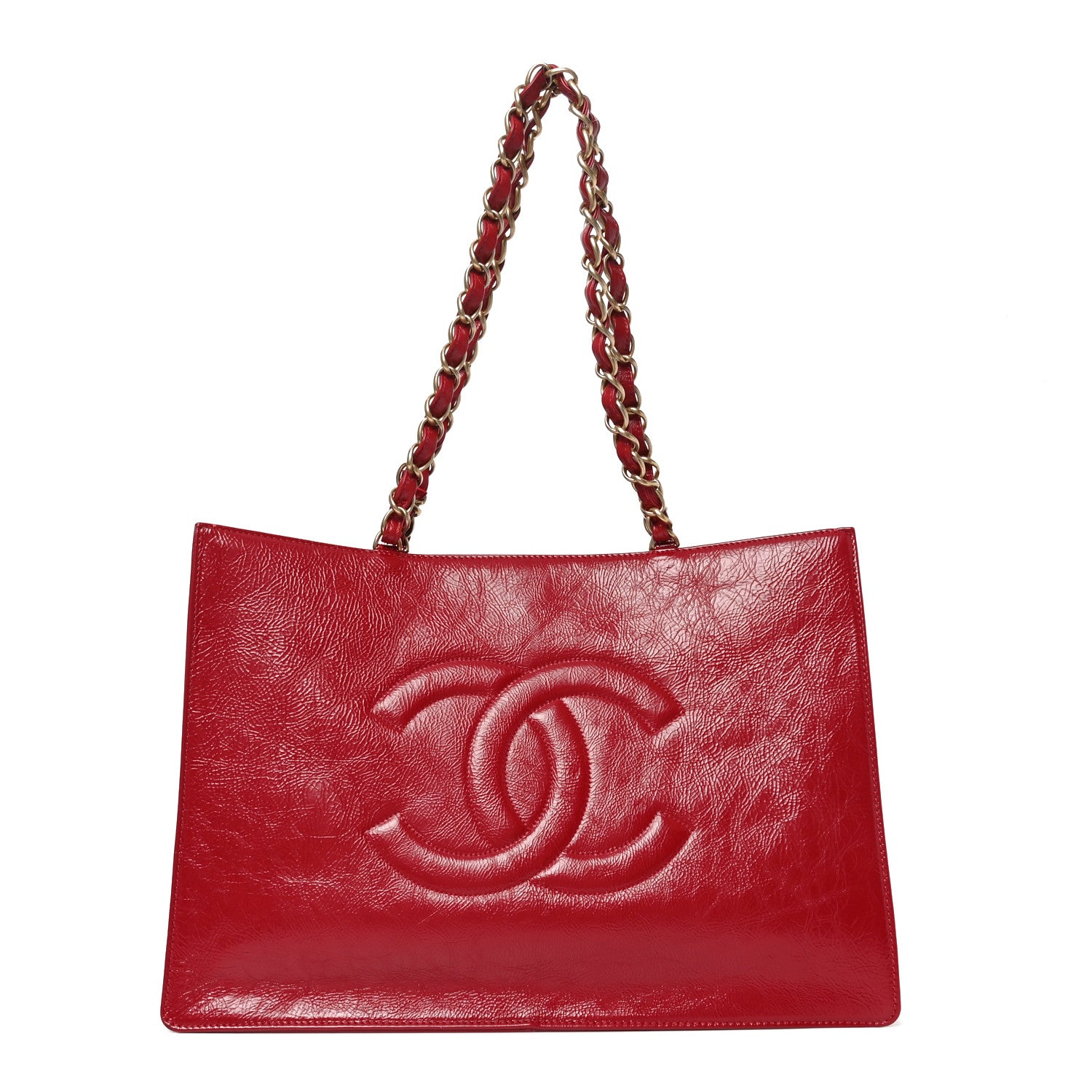 Chanel Shiny Aged Calfskin Shopping Bag Red 1 of 8