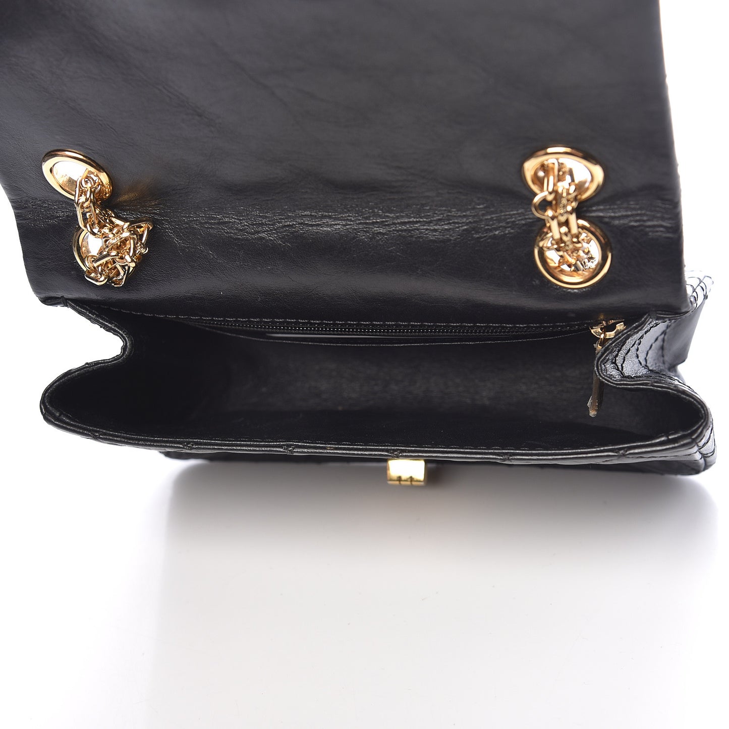 Aged Calfskin Quilted 2.55 Reissue Mini Flap Black