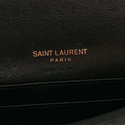 Saint Laurent Lambskin Quilted Monogram Gaby Small Envelope Wallet Black 6 of 7