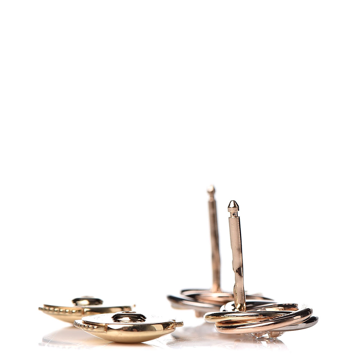18K Pink Yellow White Gold Diamond .36ctw Trinity De Cartier Stud Earrings