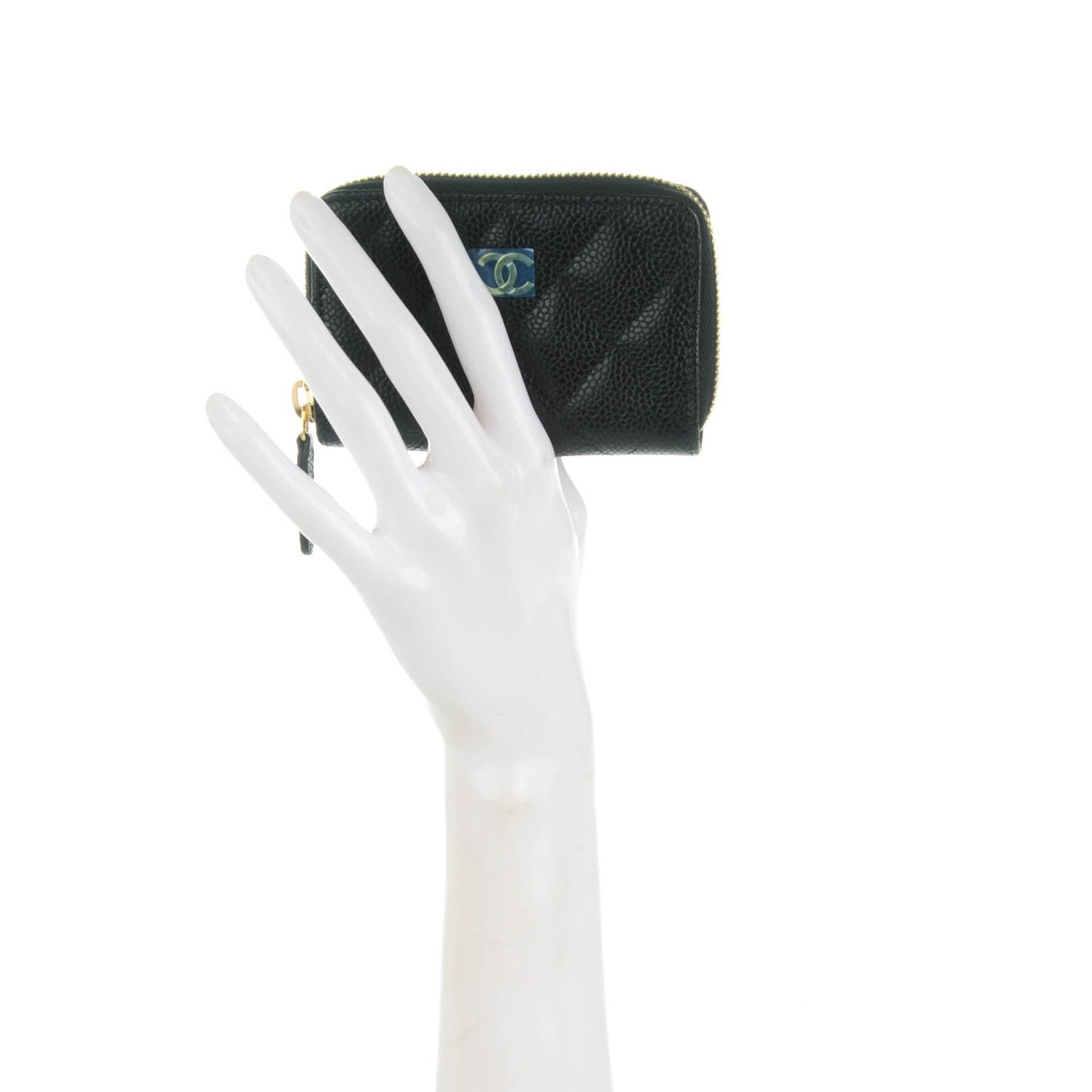 Caviar Quilted Zip Coin Purse Black