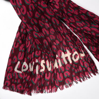Louis Vuitton Cotton Leopard Stole Rouge Fauviste 3 of 4