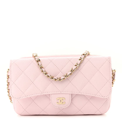 Chanel Caviar Quilted Flap Phone Holder With Chain Light Pink 1 of 11
