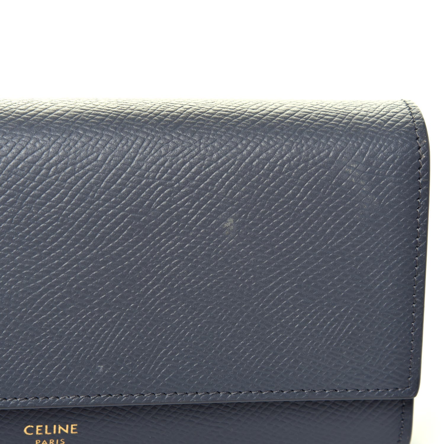 Celine Grained Calfskin Large Flap Wallet Grey 8 of 8