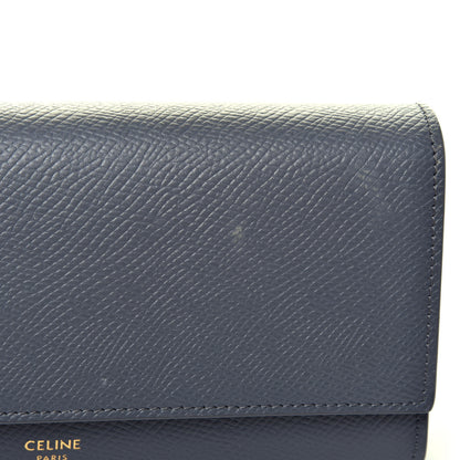 Celine Grained Calfskin Large Flap Wallet Grey 8 of 8