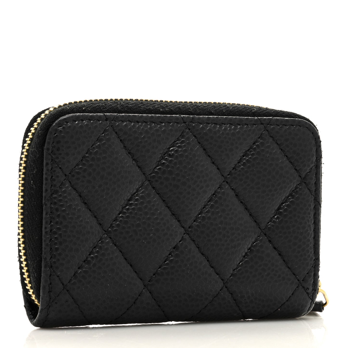 Caviar Quilted Zip Coin Purse Black