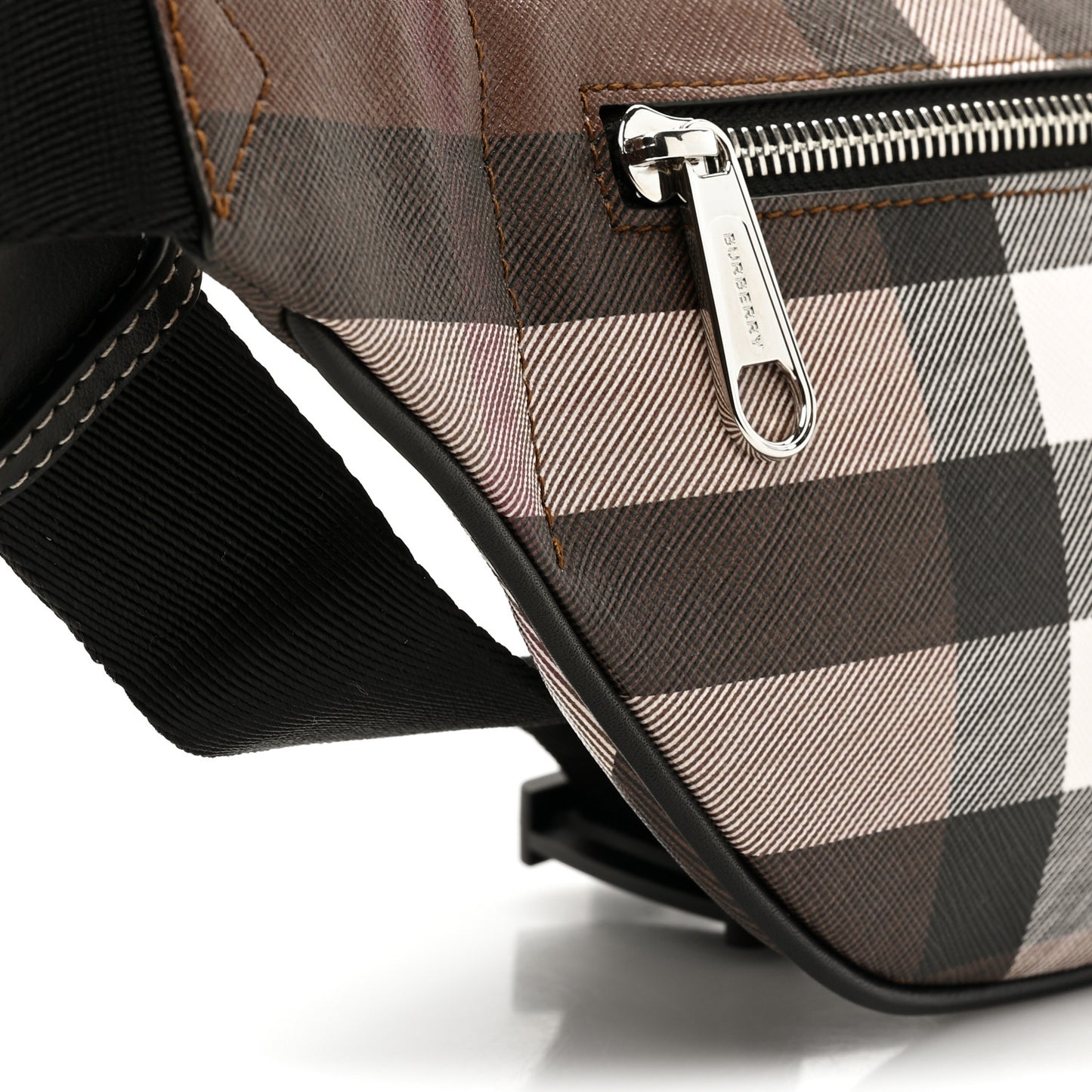 E-canvas Check Mini Cason Bum Bag Dark Birch Brown
