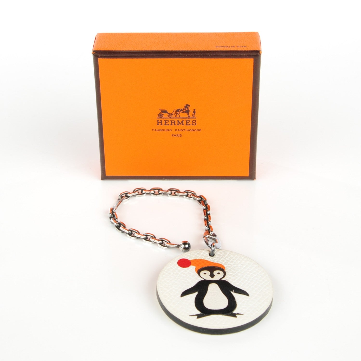 Hermes Epsom Penguin Key Chain Bag Charm White 7 of 7