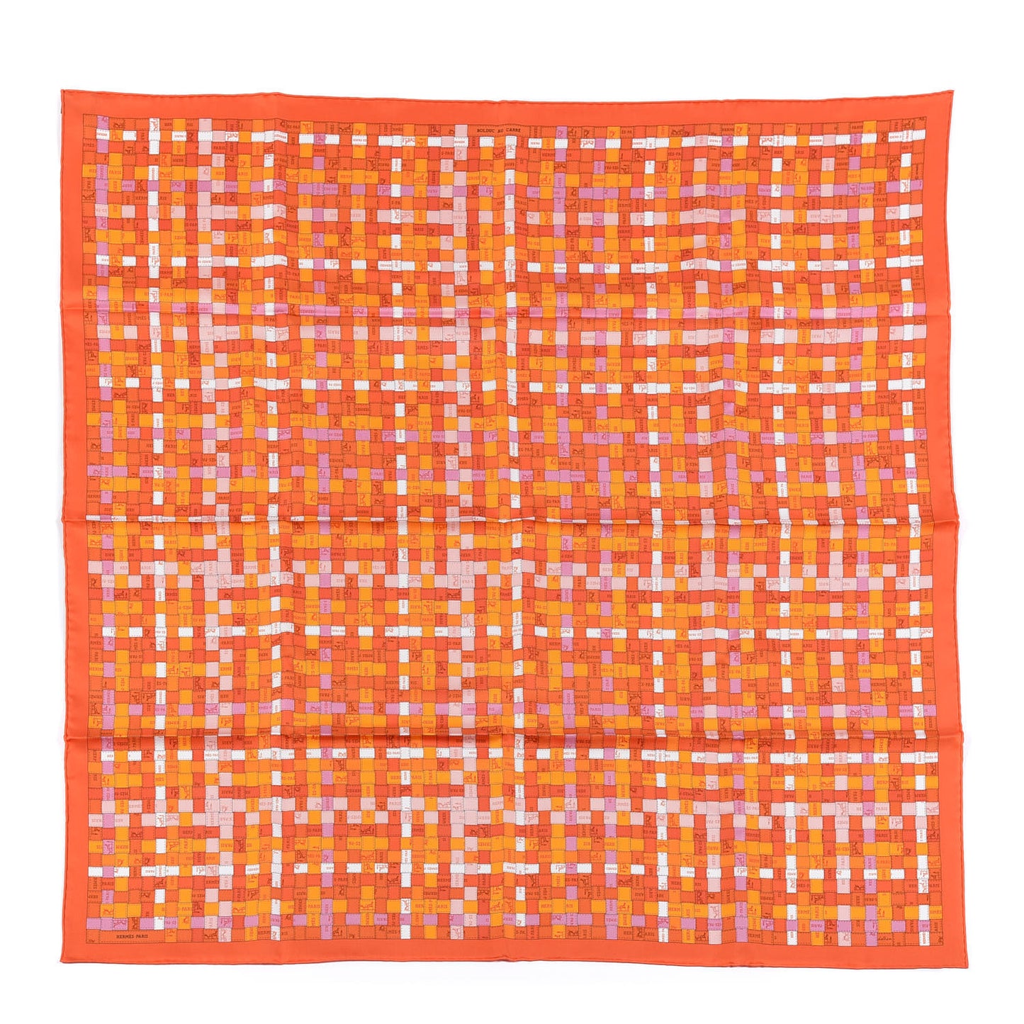Cashmere Silk Bolduc Au Carre Scarf 90 Orange Vieux Rose