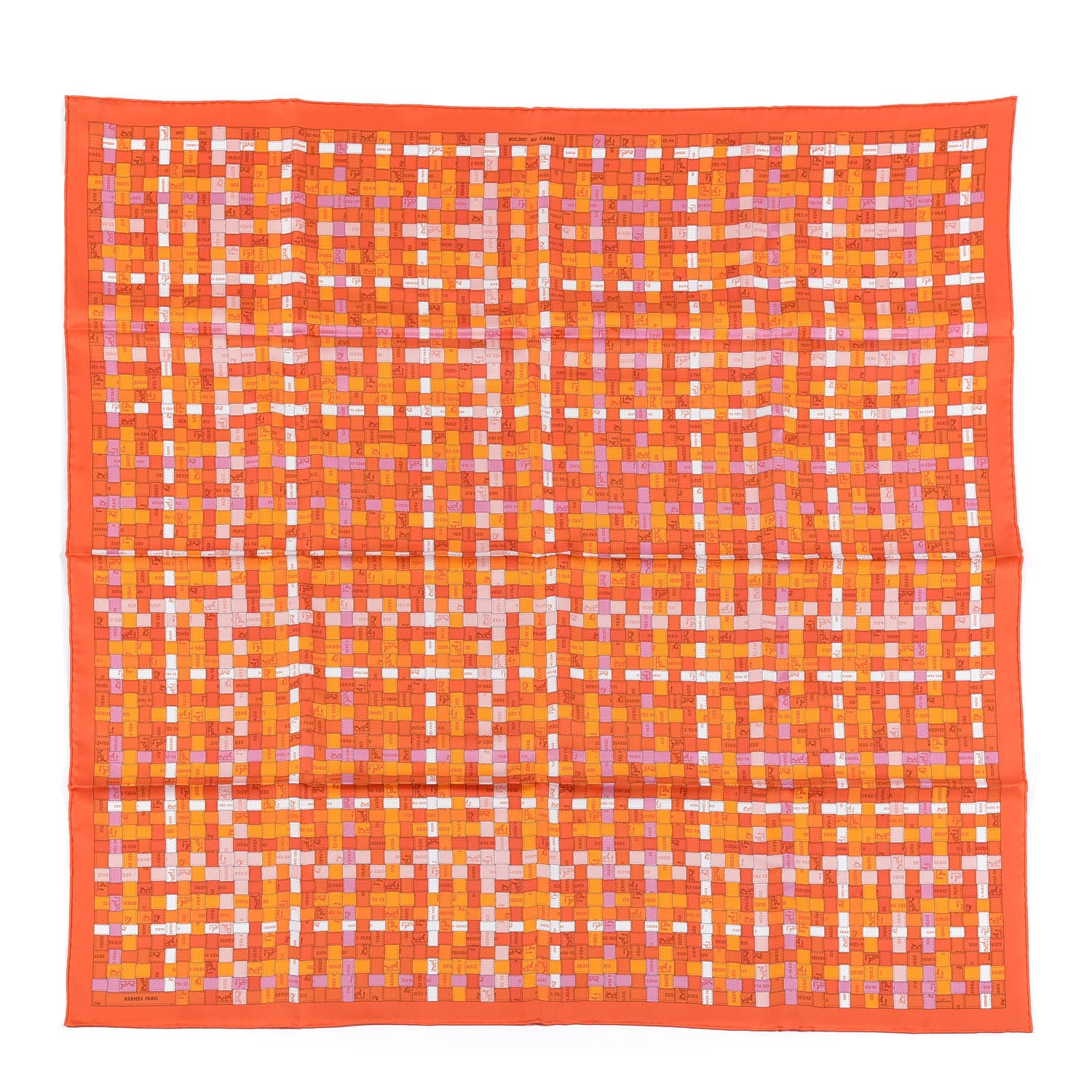 Hermes Cashmere Silk Bolduc Au Carre Scarf 90 Orange Vieux Rose 1 of 3