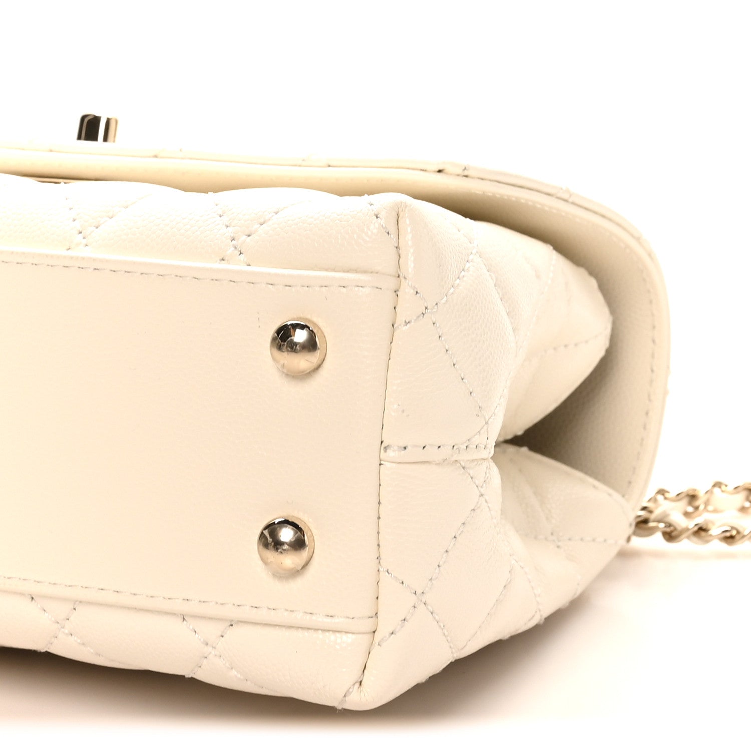 Chanel Caviar Quilted Mini Coco Handle Flap White 10 of 10