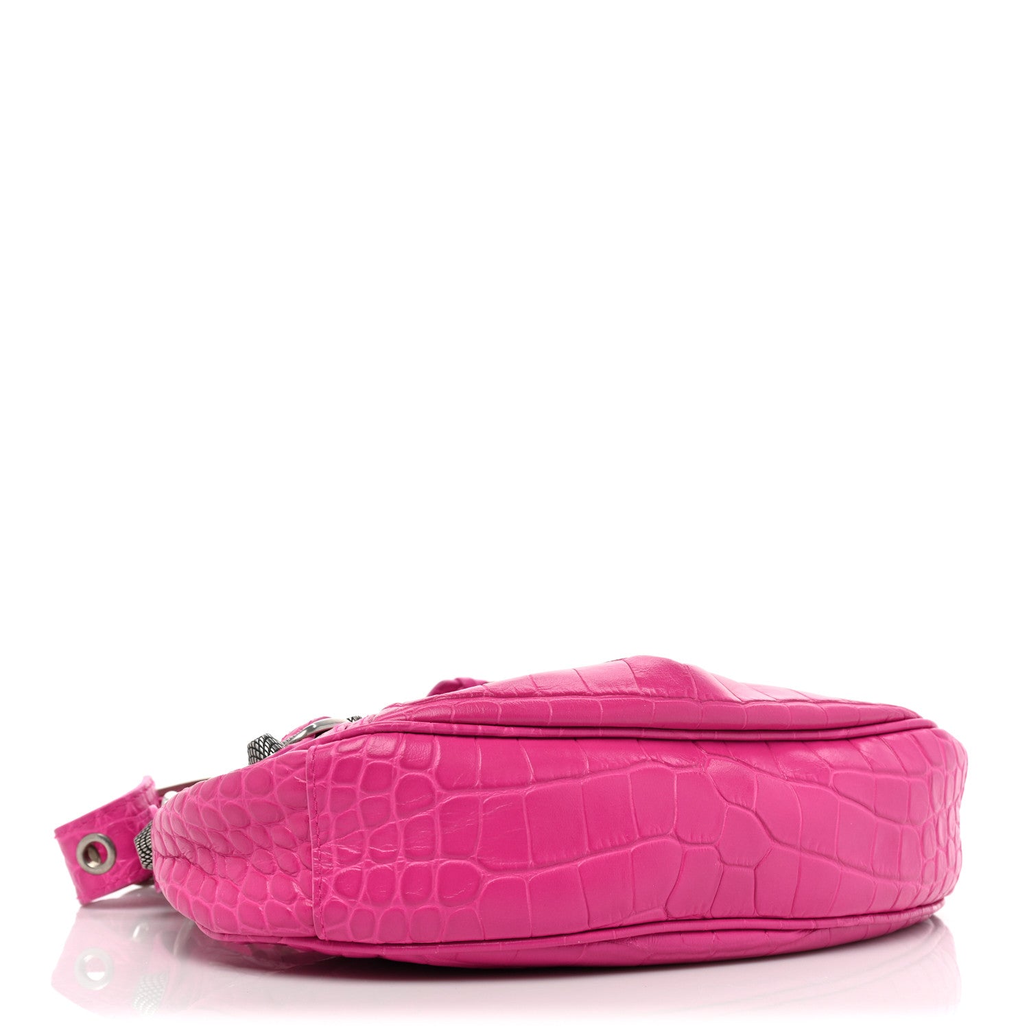 Balenciaga Extra Supple Calfskin Crocodile Embossed XS Le Cagole Shoulder Bag Lipstick Pink 5 of 12
