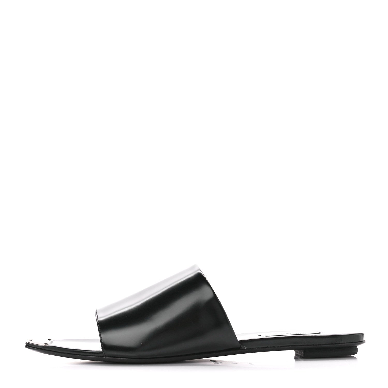 Prada Spazzolato Metal Triangle Logo 5mm Slide Sandals 39 Black 1 of 8