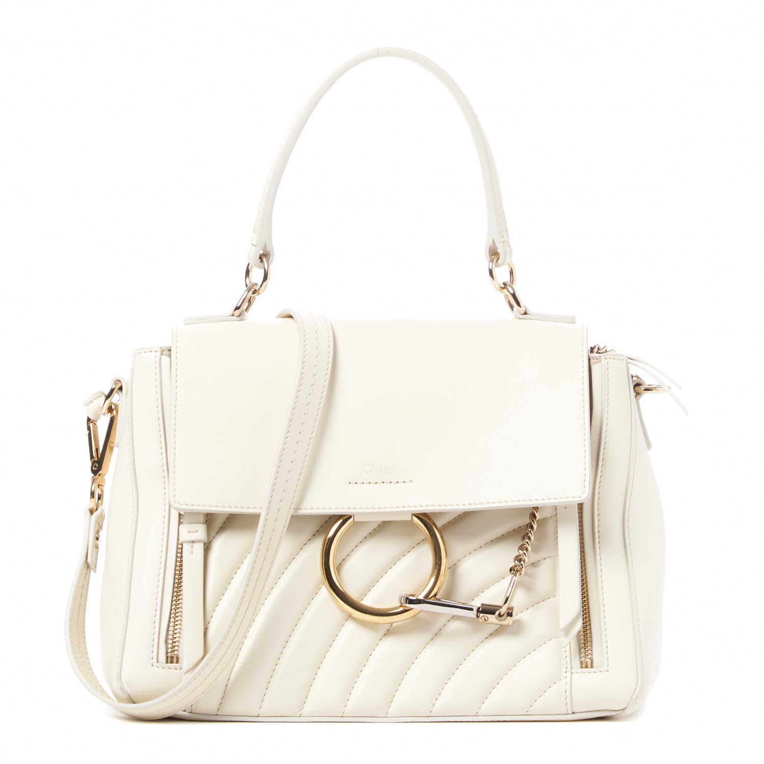Chloe Smooth Calfskin Quilted Small Faye Day Shoulder Bag Natural White 1 of 8