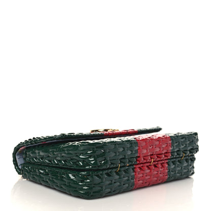 Gucci Glazed Wicker Stripe Small Cestino Shoulder Bag Green 4 of 8