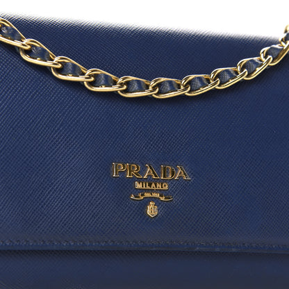 Prada Saffiano Metal Oro Chain Wallet Bleuette 11 of 12