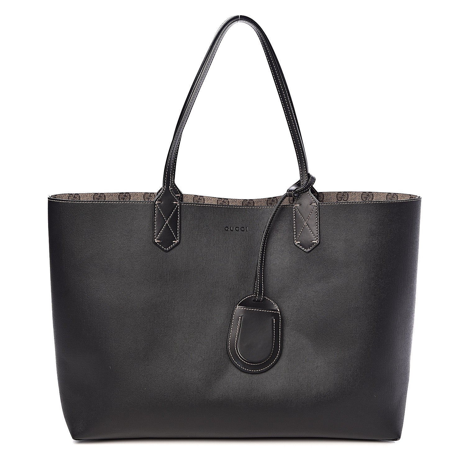 Gucci Calfskin GG Supreme Monogram Medium Reversible Tote Black 4 of 13