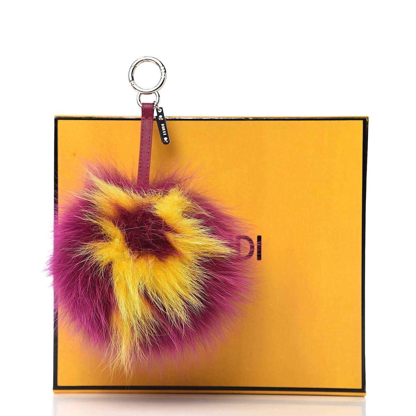 Fox Fur Shiny Nappa Bi-Color P ABCharm Bag Charm Fucsia Giallo Ciclamino