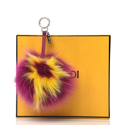 Fendi Fox Fur Shiny Nappa Bi-Color P ABCharm Bag Charm Fucsia Giallo Ciclamino 4 of 4