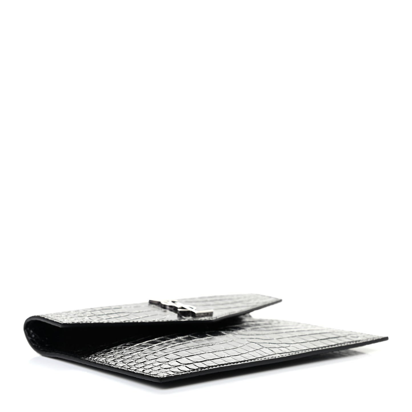 Calfskin Crocodile Embossed Monogram Uptown Baby Pouch Black