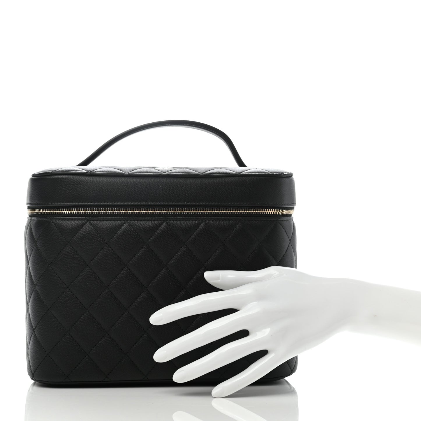 Caviar Quilted Large Vanity Pouch Black